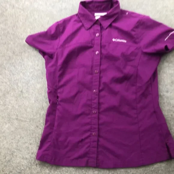 Columbia Shirt Womens XS Purple Short Sleeve Vented Fishing Outdoors PFG * - Picture 2 of 15